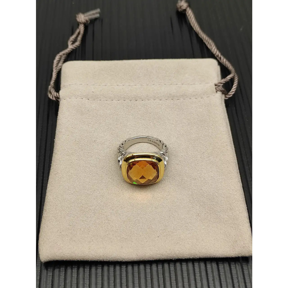 David Yurman two-tone square diamond champagne diamond ring - Picture 3 of 4